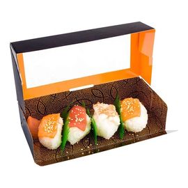 quality Logo Printing Niestandardowe pudełko papierowe brązowe sushi z okienkiem do pakowania żywności biały karton factory